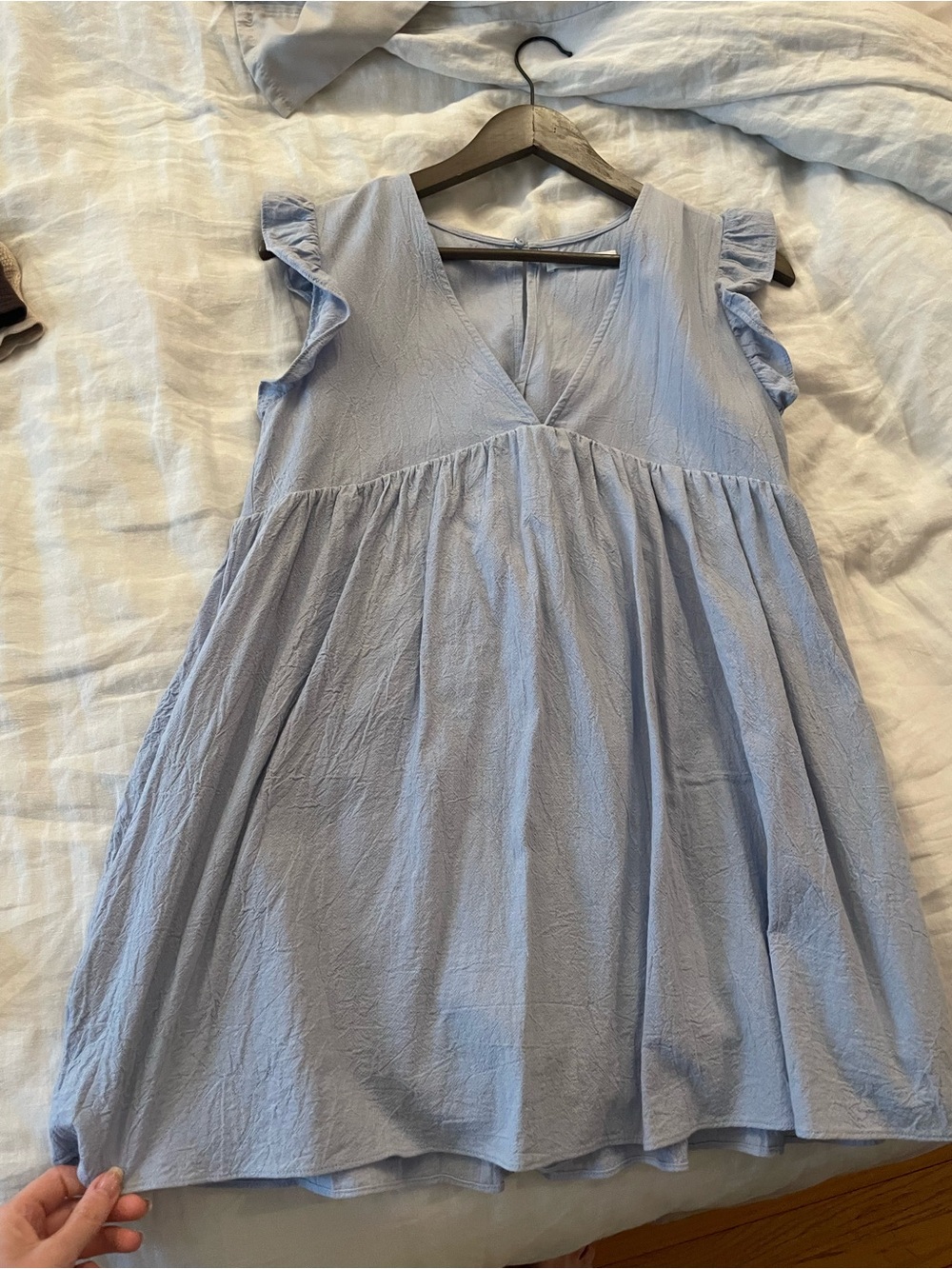 Mustard Seed LA Light Blue Flutter Sleeve Cotton Dress